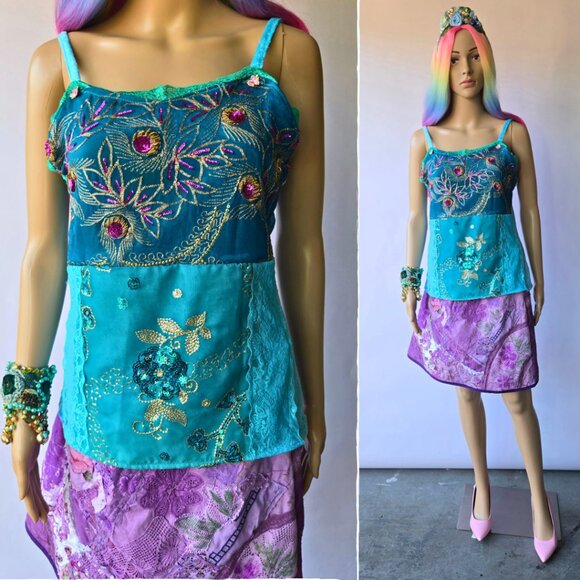 Romantic Boho Embroidered Velvet Top | Roselani Jasmin | Size Medium - Picture 3 of 7